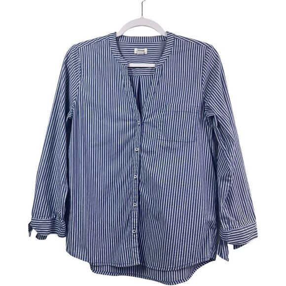 J.Crew Blue Striped Bow Sleeve Button Down Shirt - Picture 1 of 9